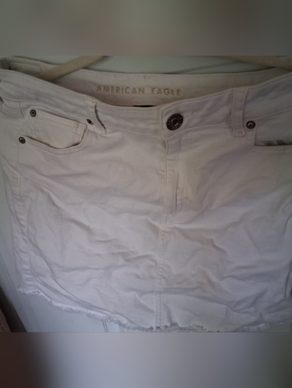 American Eagle Outfitters White Stretch Denim Mini Skirt